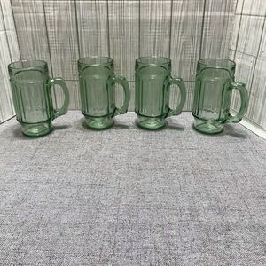 Green Glass Beer Mugs Set